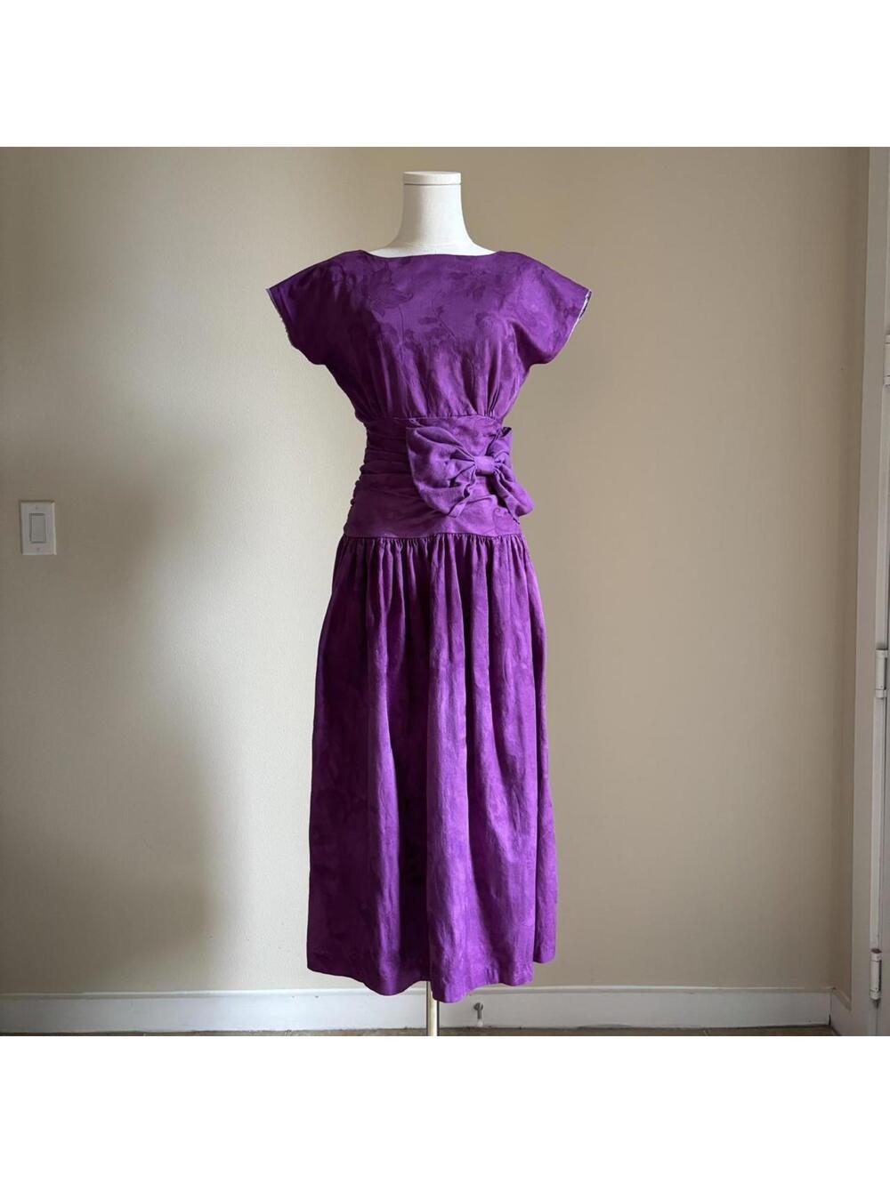 vintage lord + taylor hand dyed violet midi dress